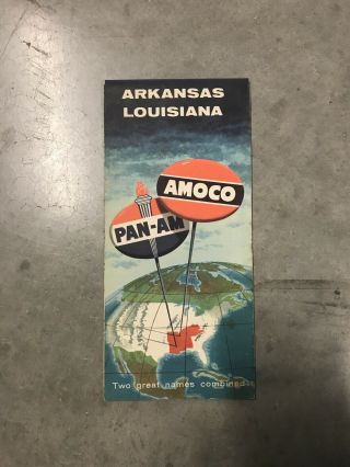 Vintage Amoco And Pan - Am Map Of Arkansas And Louisiana