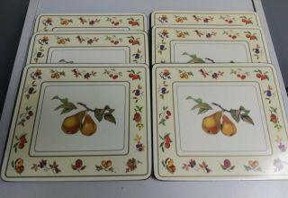 Set Of 6 Vintage Royal Worcester Evesham Gold Pear Corkboard Placemats