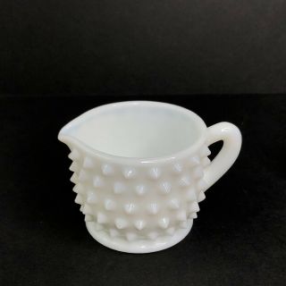 Vintage Milk Glass Creamer Hobnail Mini Pitcher 2”x3.  5” Fenton?