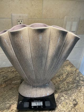 Vintage Red Wing Usa 5 Lobe Fan Tan Speckled Vase Pottery 416