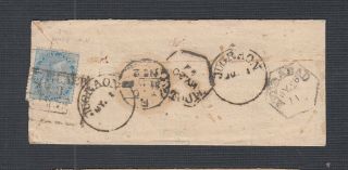India Pakistan 1860’s 1/2a Issue On Domestic Use Cover Jugraon W/ Tpo