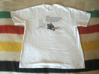 VTG 90s B.  KLIBAN Art Crazy Shirts CATS Pets Funny White Graphic Tee T - Shirt L 2