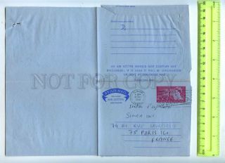 421000 Uk To France 1968 Year Aerogramme 9d Old Folding Postal Cover