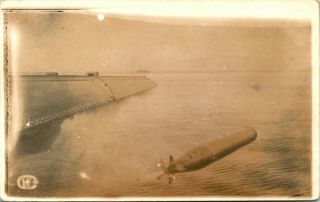 Antique Wwi Rppc Postcard " Firing Torpedo From A Destroyer " Navy