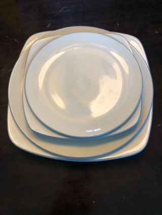 (4) Noritake Colorwave Ice 8099 Setting Square Salad Dinner Dish Plates (box 45)
