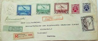 Belgium 1930 Received By Airmail Koln Germany Cachet Cover,  Airmail Label