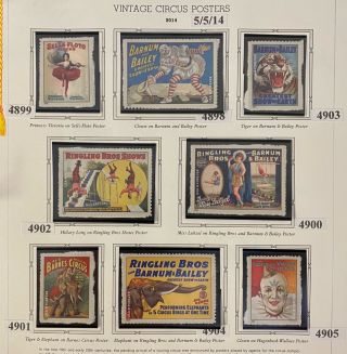 Us 2014.  Vintage Circus Posters.  Sc 4898 - 4903.  Set Of 8.  Mnh.