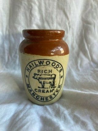 Antique Small Rustic Stoneware Cream Pot/jar Hailwood 