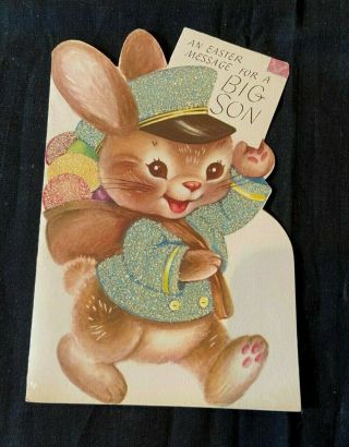 Sweet Vintage Rust Craft Die Cut Glitter Easter Greeting Card A Big Son