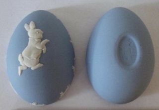 Wedgewood Blue Jasperware Egg Shape Trinket Box Peter Rabbitt