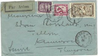 Indo China 1934 Haiphong To Switzerland Cover With Railway Postmark