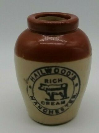 Antique Small Rustic Stoneware Cream Pot/jar Hailwood 