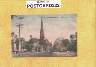Ct Middletown 1916 Antique Postcard South Congregational Church Rally Day Oct 8
