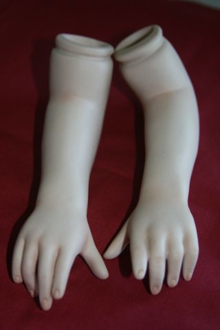 Vintage 7 3/4” Porcelain Doll Bent Arms With Hands - Parts Restore Dolls (d6)