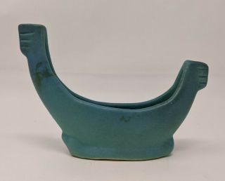Van Briggle Pottery Gondola Boat Vase Planter Art Deco 1930s Green Turquoise