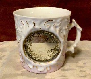 Vintage Antique German? Porcelain Shaving Mug W/mirror