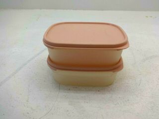 Set Of 2 Vintage Tupperware 1791 Modular Mates 3.  5 Cup Container Pink Lid