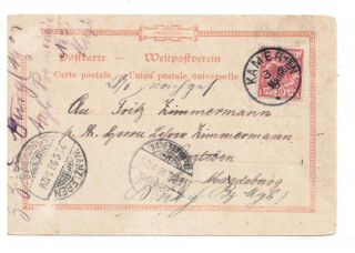 Cameroons - Grus Aus Postcard To Germany With 10pf Overprint Tied " Kamerun " 3.  6.  98