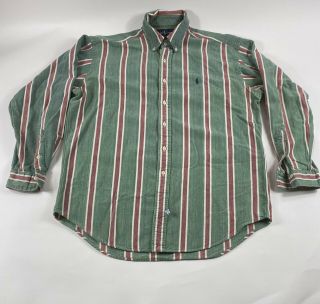 Vintage Ralph Lauren Polo Sz M Multicolor Striped L/s 100 Cotton Button Shirt