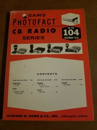 Sams Photofact Cb Radio Series 104 Dec 1976 Midland Pace Romar Rystl Sharp