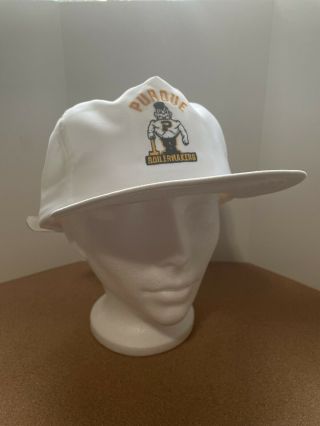 Purdue Boilermakers " Purdue Pete " Vintage White Leather - Strap Hat | Delong