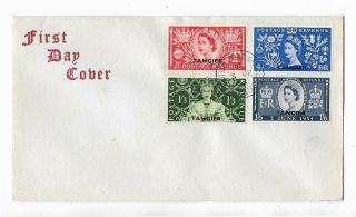 Gb Offices In Tangier 1953 Coronation Set Of 4 Fdc With Typeset Corner Cachet