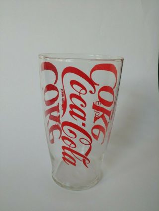 Vintage Large " Enjoy Coca Cola " Drinking Glass 6 3/4 " Tall