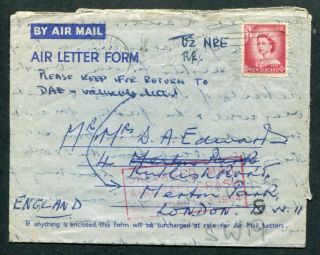 Singapore 13.  3.  1954 N.  Z.  Airletter Crash Cover With 