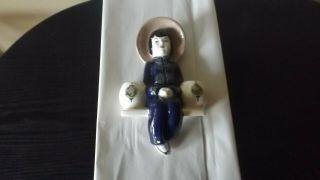 Weil Ware California Pottery Asian Girl Wall Pocket Vase With 2 Pots 4046