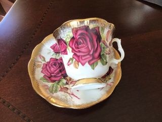 Vintage Royal Albert Red Cabbage Rose Teacup & Saucer