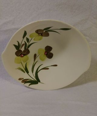 Rare Vintage Blue Ridge Pottery Serving Bowl Hand Painted Under Glaze Flower