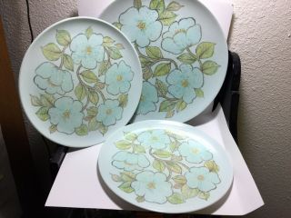 Vintage Set Of 3 Melanine Lenox Ware Plates/2 Dinner & 1 Serving Platter Blue