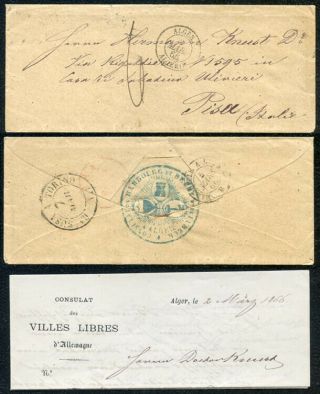 Algeria France Italy 1866 From The Consulate Of The Cities Of Germany