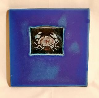 2006 Michael Cohen Cobalt Blue Crab Hand - Made Tile/trivet - 5.  75 " X 5.  75 "