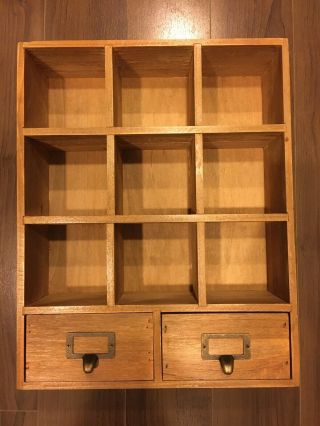Vintage Freestanding Wooden Shelves 9 Compartment Shadow Box