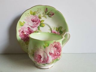 Royal Albert Light Green And Rose Tea Cup And Saucer Set