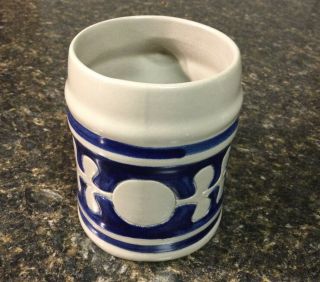 Williamsburg Pottery Salt Glaze Stoneware Mug Stein Cobalt Blue Oak Leaf 3