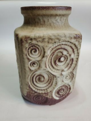Mid Century Scheurich Keramik West Germany Jura Fossil Brown Pottery Vase 282 - 16