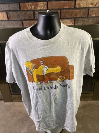 Vintage The Simpsons Homer Livin La Vida Sofa T - Shirt Men 