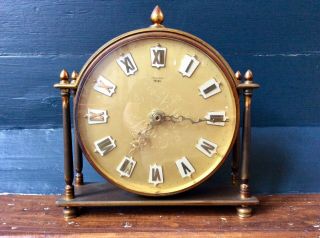 Vintage Mid Century Junghans Meister Clock,  Solid Brass Case,  Quartz,  Old