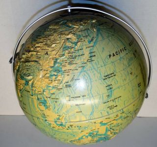 Vintage Nystrom 12 " Dual Swivel World Globe W/ Raised Sculptural Relief Terrain