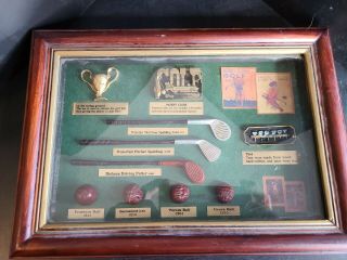 Vintage The History Of Golf Antique Collectible Shadow Box