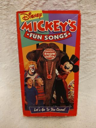 Vintage Disney Mickeys Fun Songs Lets Go To The Circus Vhs Rare Kids Sing Along
