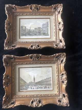 Vintage (2) Turner Wall Accessory Art " Venice Scenes” Framed Mid Century Prints