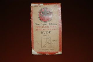 Vintage/antique Ordnance Survey Map Of England & Wales Bude 1946.  Pre - Owned
