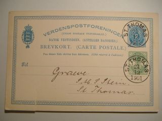 Danish West Indies.  2c.  Stationery Card,  St.  Thomas 1901.