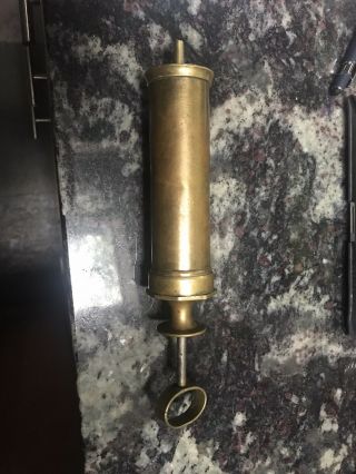 Vintage Antique Brass Syringe Medical Syringe
