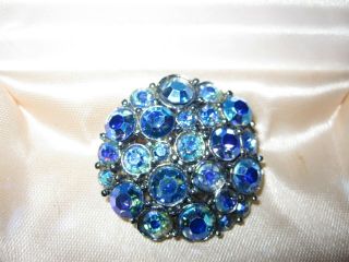 Lovely vintage sparkly blue aurora borealis rhinestone diamante brooch 2