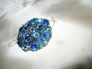 Lovely vintage sparkly blue aurora borealis rhinestone diamante brooch 3