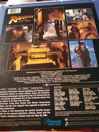 Vintage 1981 Raiders Of The Lost Ark RCA CED SelectaVision VideoDisc 2